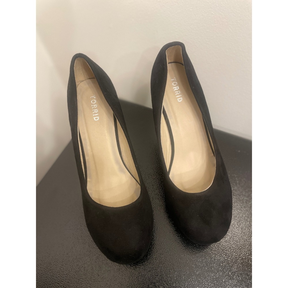 Torrid Black Suede Wedge Heels 12W Size Shoes Classic Elegant